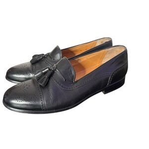 Mezlan Black‎ Leather Tassel Loafers Dress Shoes Men Size 8 Made in Spain